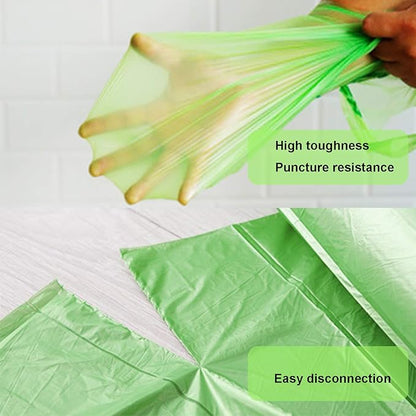 TECHSHARE 1.2 Gallon Biodegradable Trash Bags, 80 Count, Compostable Garbage Bags, 1.5 Gallon Capacity, Green