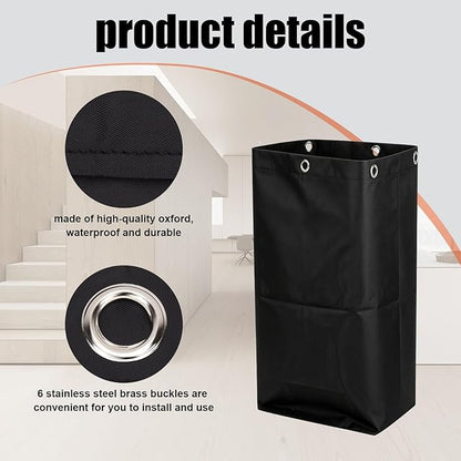 Replacement Janitorial Cleaning Cart Bag: Commercial Products 23 Gallon Industrial Janitorial Vinyl Cart Bag with 6 Brass Grommets - Size 16 x 11 x 27inches (Black)