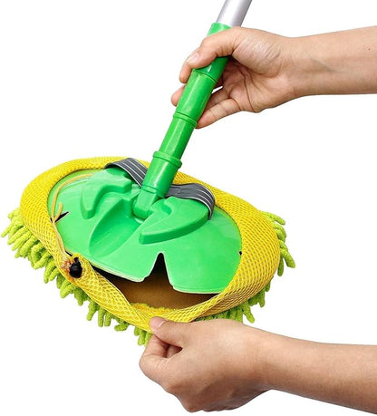 Weiliya 47.5"" Car Wash Brush Mop Cleaning Tool with Long Handle Kit for Washing Detailing Cars Truck, SUV, RV, Trailer, Boat 2 in 1 Chenille Microfiber Sponge Duster Not Hurt Paint Scratch Free