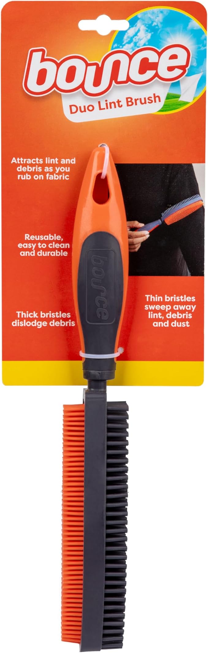 Bounce Lint Brush Duo, Dislodge and Sweep Away Debris, Lint, and Dust, Dual-Sided Rubber Bristles, Reusable and Easy to Clean