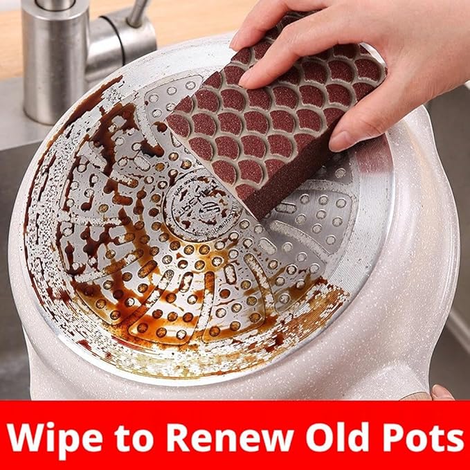 Magic Emery Cleaning Sponge, Convenient Scrub Sponge, Heavy Duty Wok Sponges with Strong Decontamination, Multi Functional Cleaning Supplies for Kitchen Pots Pans and Household Use