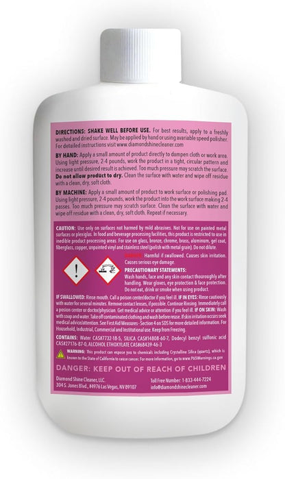 Diamond Shine Professional Window and Glass Cleaner & Polish - Hard Water Stain, Water Spot, Calcium, Lime, Rust - Shower Door, Glass, Windows - 10 oz