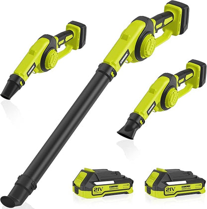 EWORK Lightweight Leaf Blower Cordless 21V 130CFM & 200MPH Mini Electric Leaf Blower with Battery and Fast Charger, Battery Powered Small Blower for Jobsite, Patio Cleaning, Lawn Care