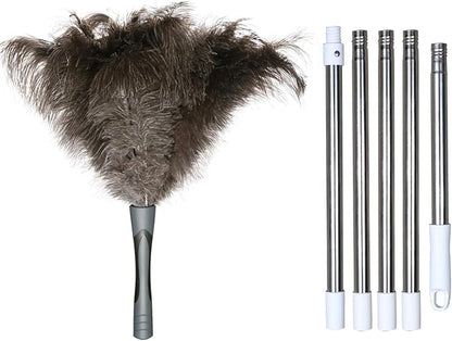 Midoneat Gray Ostrich Feather Duster with 71 Inch Extendable Pole, Microfiber Duster for Home Cleaning