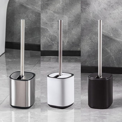 Toilet Brush and Holder Set Toilet Bowl Brush Stainless Steel Automatic Open lid Toilet Bowl Cleaner Brush Set Toilet Scrubber Kit Toilet Cleaning Brush for Bathroom