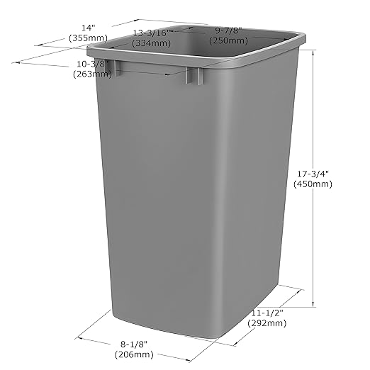 Rok Hardware Soft Closing Undermount Kitchen Cabinet Heavy Duty Pull Out Organizer Trash and Recycling Center with Gray Finish Dual 36 Quart Capacity Waste Recycle Bins Garbage Can, ROKRECYCLE3GRY