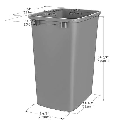 Rok Hardware Soft Closing Undermount Kitchen Cabinet Heavy Duty Pull Out Organizer Trash and Recycling Center with Gray Finish Dual 36 Quart Capacity Waste Recycle Bins Garbage Can, ROKRECYCLE3GRY