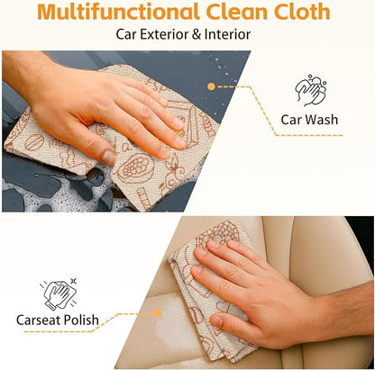 Microfiber Cleaning Cloth Roll, 50 Tear-Away Sheets, Reusable & Washable, Lint-Free, Non-Scratch Highly Absorbent,Cleaning Cloths for Kitchen, Home, Car & Windows, Food Pattern, 12 x 12 in