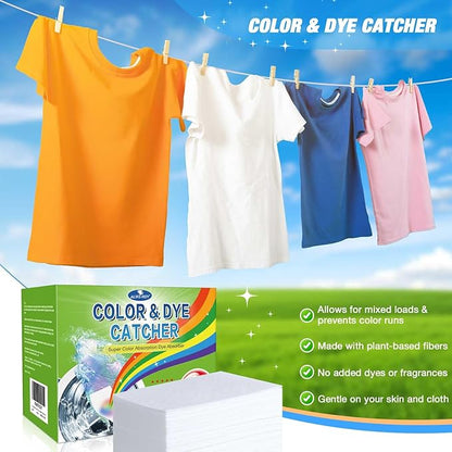 Dye Catchers Laundry 240ct, Super Absorption Color Trapping Sheets Allow Mixed Wash, Dye Guard Grabber Sheets for Home or School, Maintain Original Color of Clothing, Fragrance Free