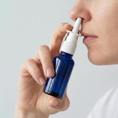 30ML/1oz Nasal Sprayer Bottle, Blue Glass Nose Spray Bottles Empty, Travel Sized Refillble With Portable Fine Mist, Nose Sprayer Nasal Clearner with Funnel (30ml blue 6pcs)