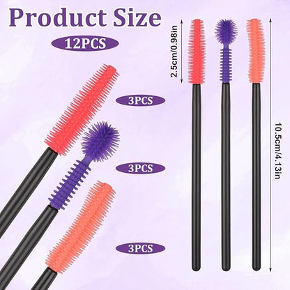 12 Pcs Silicone Nook and Cranny Brush Crevice Cleaning Brushes 3 Styles Sewing Machine Cleaning Brushes Tiny Brush for Sewing Machine, Keyboard, Small Spaces, Orange Purple Red