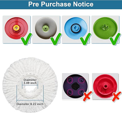 6 Pack Mop Heads Replacements, Compatible with FunClean Spin Mop & RinseWise Mop Bucket, Microfiber Spin Mop Head Refill Cleaning Supplie for Home Industrial and Commercial Use
