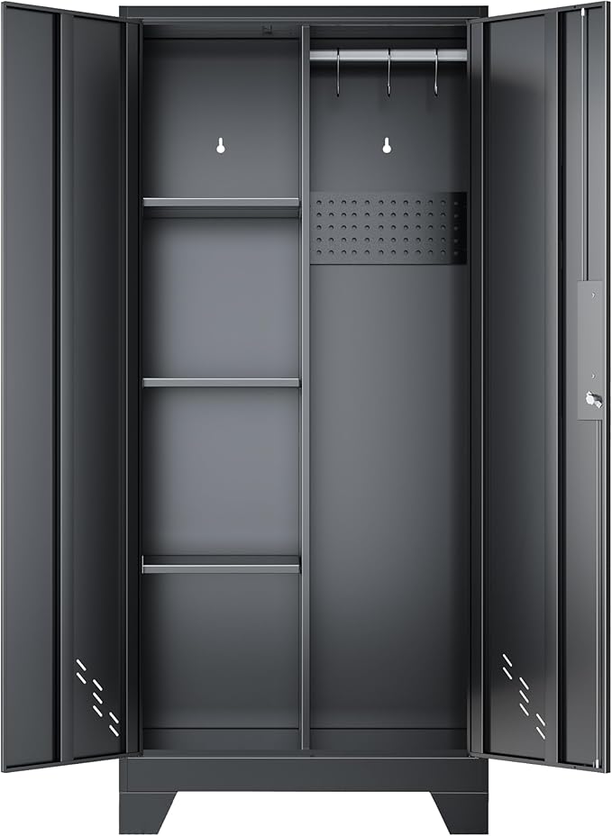 Metal Garage Storage Cabinet for Home,Storage with Doors and Shelves,61" Locking Tool for Office,Garage,Gym,School(61" Home Office Cabinet)