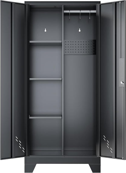 Metal Garage Storage Cabinet for Home,Storage with Doors and Shelves,61" Locking Tool for Office,Garage,Gym,School(61" Home Office Cabinet)