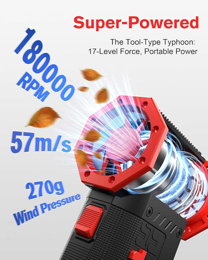 GOOLOO F5 Compressed Air Duster, Dual Removable Batteries, 180,000RPM Electric Air Duster, 3-Gear Adjustable Mini Handheld Leaf Air Blower Cordless for Car Detailing, PC, Keyboard, Snow Cleaning