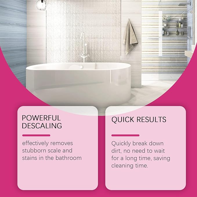 Quatrel Gefanly Bathroom Cleaner, Powerful Pink Bathroom Descaler Cleaner Foam Spray, All Purpose Hard Water Stain Remover, Gentle Formula, for Tub Floor Tile, Shower, Toilet, Bathtub, Glass