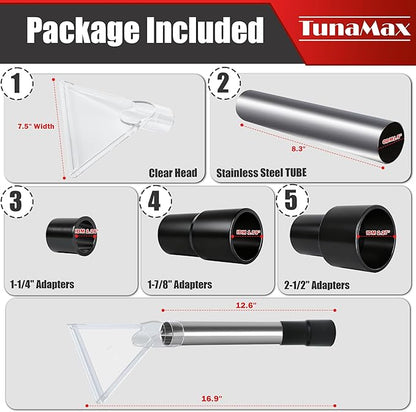 TunaMax Universal Work with All Shop Vacs Clear Extractor Attachment with 1-1/4" & 1-7/8" & 2-1/2" Adapters for Upholstery & Carpet Cleaning & Auto Detailing, Wet/dry Vacuum Extraction Accessory