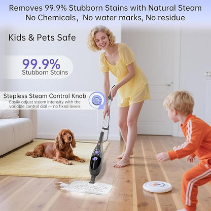 Steam Mop,12 in 1 Steam Cleaner for Home,15s Fast Heat-Up Steam Mops for Floor Cleaning with 180° Adjustable Mop Head,Detachable Handheld Steamer for Hardwood,Tile,Carpet, Clothes,Windows & Furniture