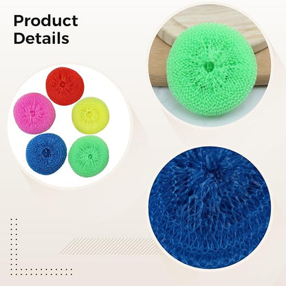 50 Pack of Non-Scratch Pp Plastic Dish Scrubbies, Colorful Mesh Cleaning Balls for Pots & Pans, 5 Colors