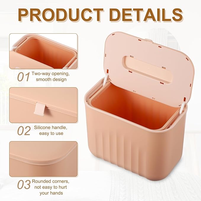 uxcell Kitchen Compost Bin Hanging Small Trash Can, 7L/1.8Gallon Plastic Trash Can with Lid, Suitable for Countertop, Under Sink or Wall Mounted, Pink