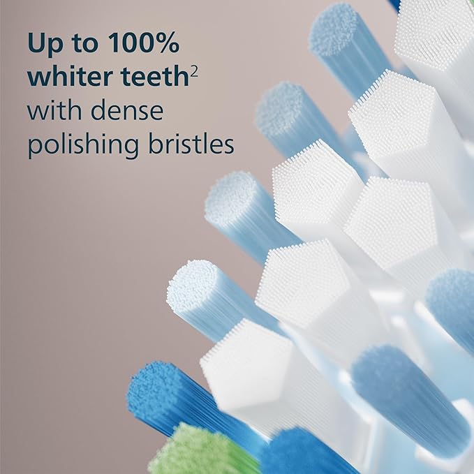 Philips Sonicare C3 Two-in-One - Genuine Replacement Electric Toothbrush Heads, Black, 4 Pack One Year Supply, HX9044/95