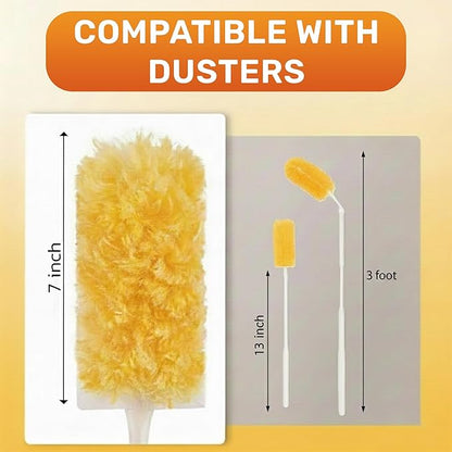 Heavy Duty Duster Refills 30 Pack, 360° Multi Surface Feather Dusters Kit with Extendable 3FT Handle, Disposable Microfiber Dusters for Cleaning Furniture, Blinds, Ceiling Fan & Car