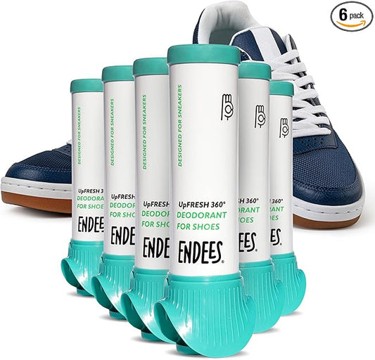 Endees UpFresh 360° Shoe Deodorizer Spray – 6 x 3.38 Fl Ozl I Foot Odor Eliminator Shoe Spray for Smelly Shoes, Feet, Sneakers, Boots, and Gym Bags, Stinky Smell Elimination Deodorant, Travel Size
