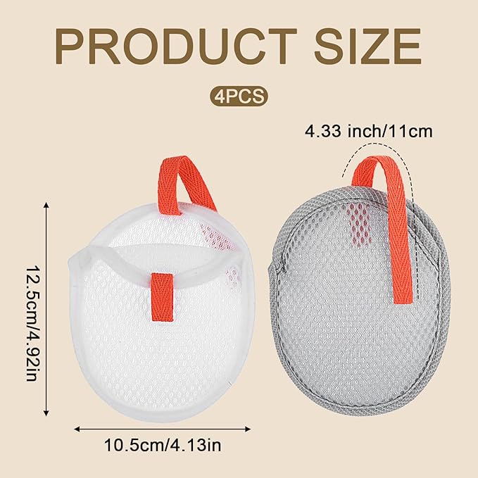 4Pcs Mesh Soap Bags for Bars, Mesh Exfoliating Body Scrubber Hangable Bar Soap Pouch, Soaps Pouch with Drawstring Closure, Foam Net Soaps Saver Bag for Body Wash Shower Face Clean 4.9 * 4.13 in