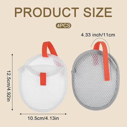 4Pcs Mesh Soap Bags for Bars, Mesh Exfoliating Body Scrubber Hangable Bar Soap Pouch, Soaps Pouch with Drawstring Closure, Foam Net Soaps Saver Bag for Body Wash Shower Face Clean 4.9 * 4.13 in