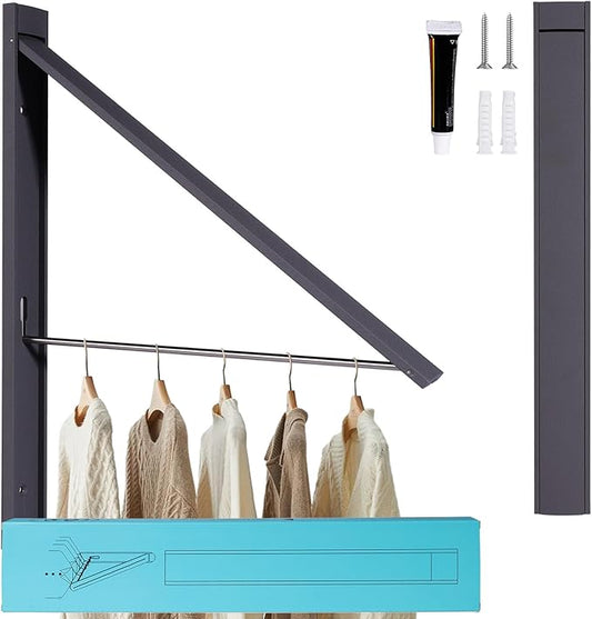 Ithywat Retractable Clothes Drying Rack, Space Saver Wall Mounted Folding Hanger for Laundry Room, Closet Storage Organization, Easy Installation Aluminium Never Rust Dryer Gray