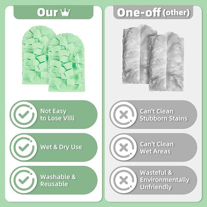 12 PCS Fleece Reusable Duster Refills Compatible with Swiffer Handle, Washable Heavy Duty Duster Pads for Fan, Window, Furniture, Car, 360 Cleaning Cloths Include 1 Handle