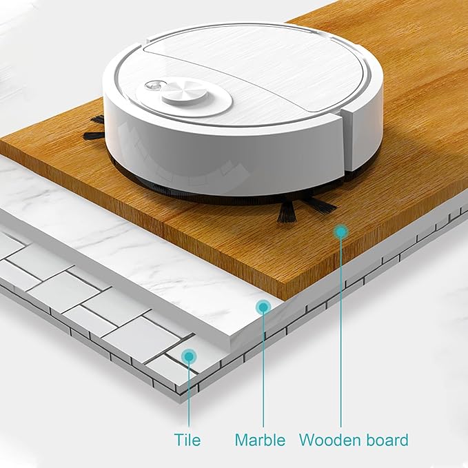 Mini Cleaner Sweeping Robot Super Suction Low Noise One Start Rechargeable Vacuum Cleaner Sweeping Mopping Robot Memory Multiple Cleaning Modes White One Size