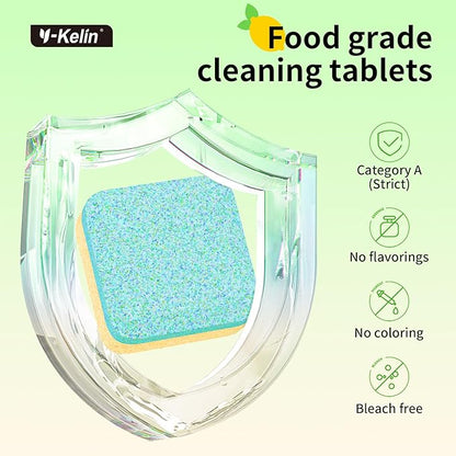 Dishwasher Cleaner and Deodorizer Tablets, Dishwasher Cleaning Tablets 24 Pack - Helps Remove Limescale & Odor, Prevents Buildup in Pipes, Safe for All Dishwashers, Lemon Scent - 12 Month Supply