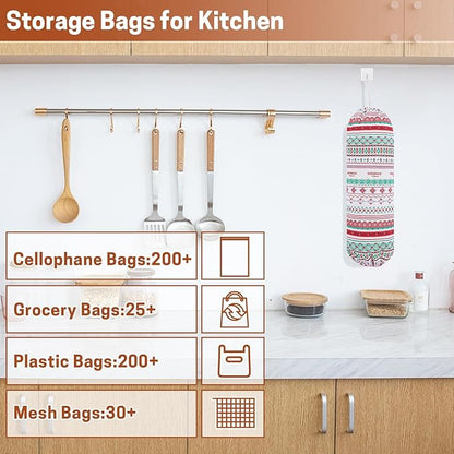 SWISSELITE 2Pcs Plastic Bag Holder, Reusable Plastic Bag Organizer Wall Mount, Large Grocery Bag Storage Dispenser, 22x9 IN