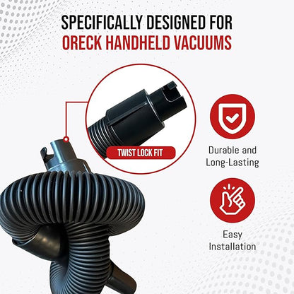 MP Maresh Products Vacuum Hose Replacement for Oreck BB Hand Held Vacuum Cleaner – Twist-N-Lock, Compatible with Oreck Buster B for Powerful Cleaning Performance Durable 4' Hose (Black)