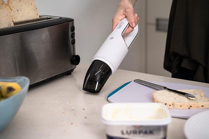 Portable Hand Vacuum Cleaner Handheld Cordless Cleaner for Pet Hair Dirt Home Dust, Car Interior, Lightweight, Easy to Use, Compact Design Battery Rechargeable with USB-C Cable (White Color)