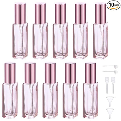Segbeauty 10ML Refillable Perfume Bottle, 10 Packs Fine Mist Atomizer Sprayer, Empty Glass Spray Bottle Mini Portable Travel Atomizer for Toiletries, Fragrance Scent Pump Dispenser