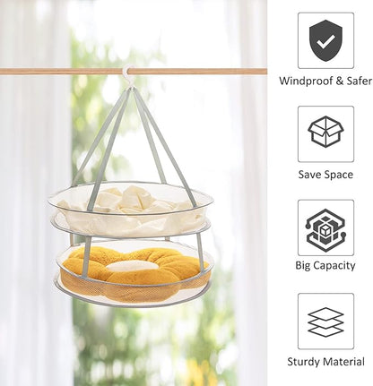 2-Tier Folding Mesh Clothes Hanging Dryer, Sweater Drying Rack, Large Laundry Drying Rack, Lay fold Flat Dry Hanger, Mesh Clothes Hanging Dryer - L(2Tier)