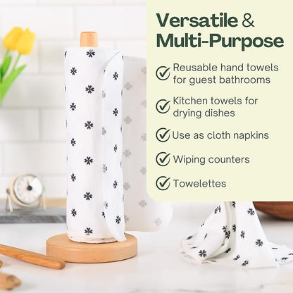 Reusable Paper Towels (12"x10”) - Soft Absorbent 100% Washable Paper Towels - Reusable Paper Towels Washable w/Cardboard Roll - Reusable Napkins (Minimalist, 12x10inch)