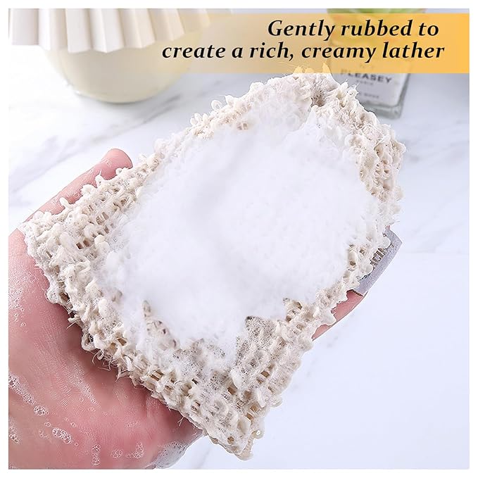 Soap Saver Bag, Soap Bag Soft for Shower, Exfoliating Mesh Soaps Saver Pouch Bags for Facial Body Cleansing Foaming (3.5''x5.5'', Beige with Wooden Beads)