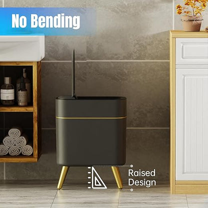 Yatmung 2 Pack - Automatic Bathroom Trash Can with Lid 2.5 Gal Smart Bathroom Trash Can Automatic Touchless - Bedroom, Office, Kitchen, Living Room - Motion Sensor Garbage Can - Black with Gold Legs