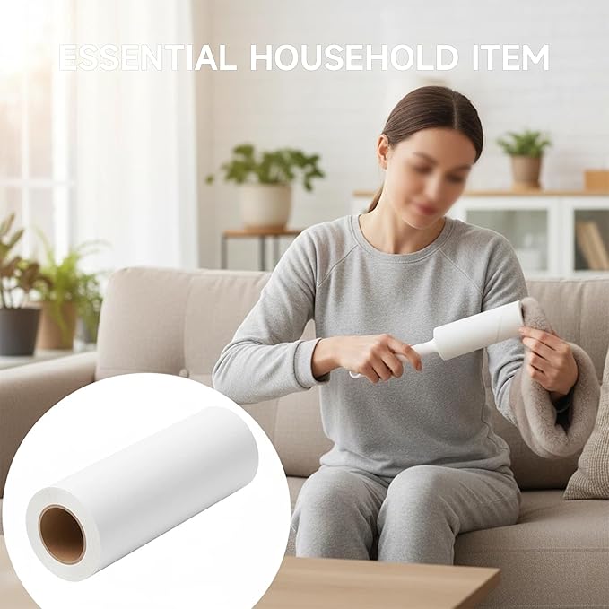 5 Pack 9.5 Inch Lint Roller Refills, 60 Sheets Per Roll - 300 Total Sheets | Sticky Adhesive Lint & Pet Hair Remover for Clothes, Furniture, Car Seats & Bedding (5, 9.5 Inch)