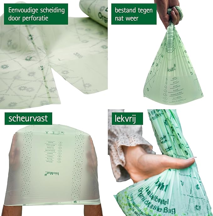 bioMat Compostable Trash Bags 64 Gallon, 20 Count, Extra Large flat top Kitchen Food Scrap Bin Liners, BPI, CMA and OK Compost HOME certified, Meets the ASTM D6400 Standard