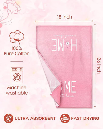 Miss Adola Valentine Day Kitchen Towels Set of 2 - Flour Sack Tea Towels with Hanging Loop 18x26 Inch Home Sweet Home Hand Dish Cloths Pink Hearts Absorbent Reusable Dishcloths Cute Valentine Decor