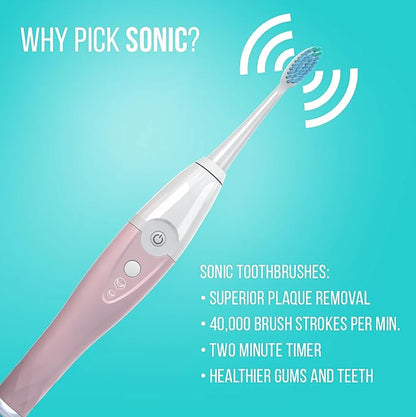 Tao Clean UV Sanitizing Sonic Toothbrush and Cleaning Station, Electric Toothbrush, Dual Speed Setting, Pink Blush