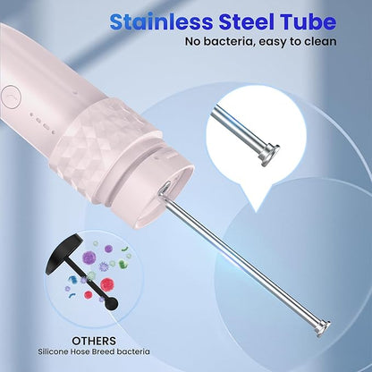 Electric Toothbrush with Water flosser, 2 in 1 Teeth Cleaning Kit, Toothbrush and Water flosser Combo, 25 - Day Battery, Travel Toothbrush with Water Bottle(Pink)