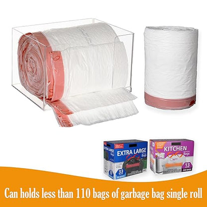 Extra Large Trash Bag Dispenser Roll Holder, Wall Mount Acrylic Garbage Bag Dispenser Roll Holder for Kitchen Cabinet, Trash Waste Bin Liners Organizer Under Sink, Clear