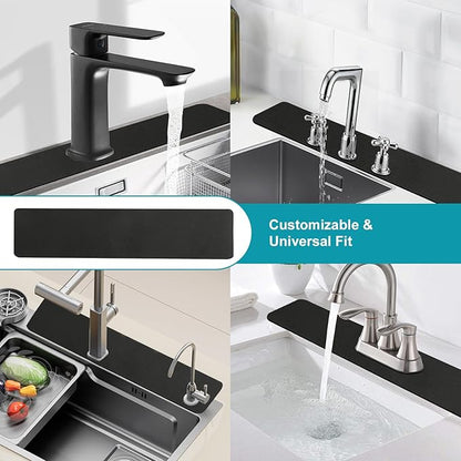 Customizable Faucet Mat for Kitchen Sink: 30"L x 5.5"W Quick Drying Kitchen Sink Mat & Bathroom Counter Protector - Cut to Fit with 2 or 3 Hole Faucet Design - Extra Long Absorbent Splash Guard