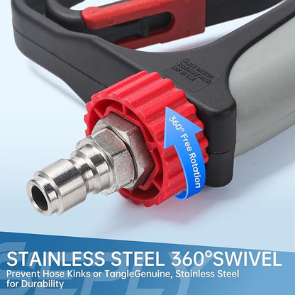 SEPLY Pressure Washer Short Gun, 5000 PSI/10.5 GPM High Power Washer Spray Gun with 5 Nozzle Tips, 3/8'' Swivel Quick and M22-14mm Connect for Foam Cannon Car Wash