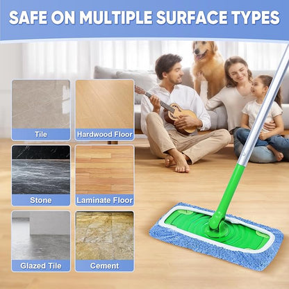 6-Pack Reusable Microfiber Mop Pads Compatible with Swiffer Sweeper, Dry & Wet Sweeping Cloths - Washable Wet Pads Refill for Multi-Surface/Hardwood Floor Cleaning -Blue